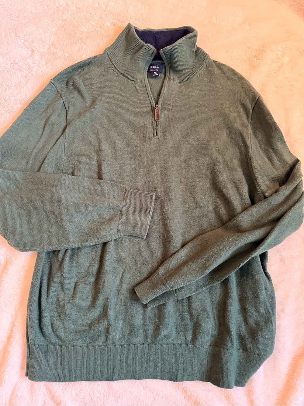 J. Crew Men’s Olive Green Quarter-Zip Sweater